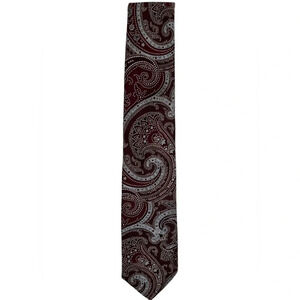 Jack Victor Men’s gray and red Paisley 100% silk tie